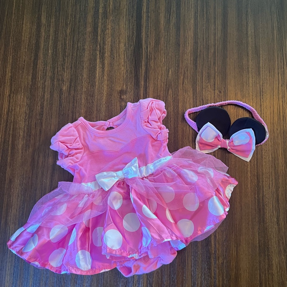 Disney Pink Polka Dot Dress with Headband